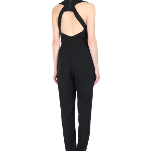 BLACK V-Neck Jumpsuit with Back Detail and Pockets - Picture 2 of 2